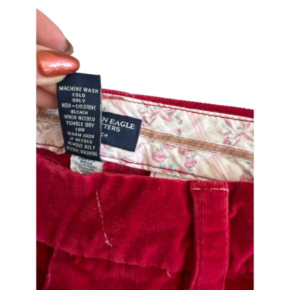 AMERICAN EAGLE Red Corduroy Bootcut  Textured Pants Size 6 - Picture 6 of 10